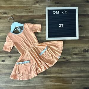 Omi Jo WDW Cantaloupe Orange Short Sleeve Dancer Knit Bamboo Twirl Dress 2T